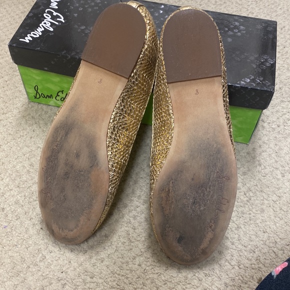 Sam Edelman Gold Stripe Flats Sz 8 - Picture 4 of 5